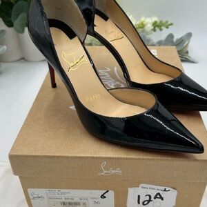 Women's Christian Louboutin IRIZA 85 black patent pumps . Size 36